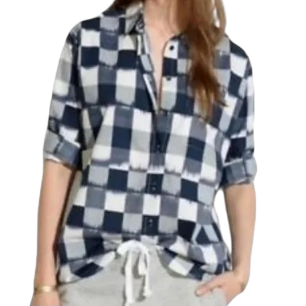 Madewell Women’s Bleeding Plaid Long Sleeve Button Down Shirt Sz XS - Picture 1 of 7